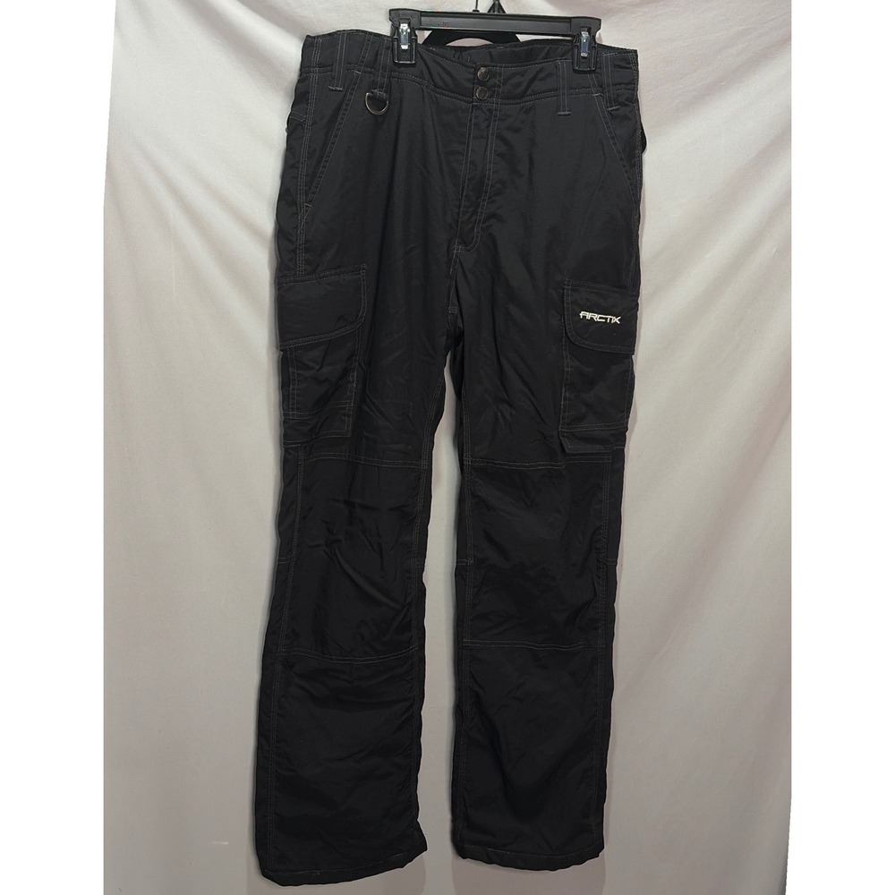 Arctix Mens Black Cargo Snow Pants Fleece Lined Winter Ski Trousers 21103 32x30